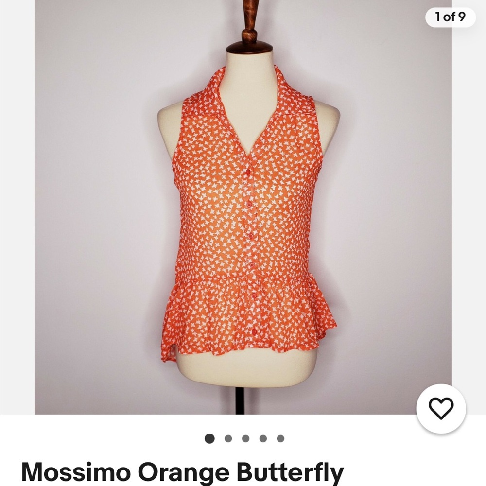 Y2K MOSSIMO Orange and White butterfly Patterned